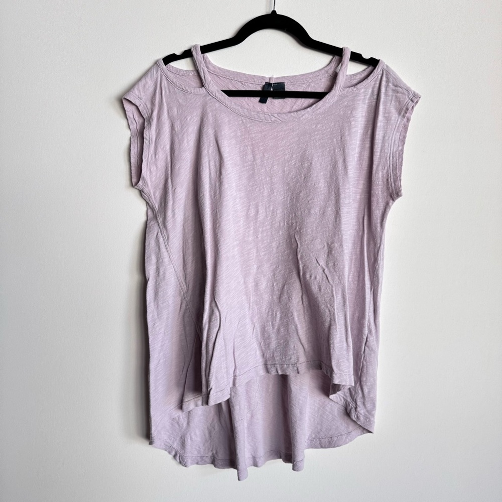 Anthropologie Asymmetrical T-Shirt with Cap Sleeves